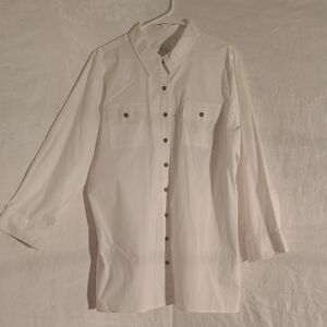 Men's Classic White Button-Up Shirt Jacket